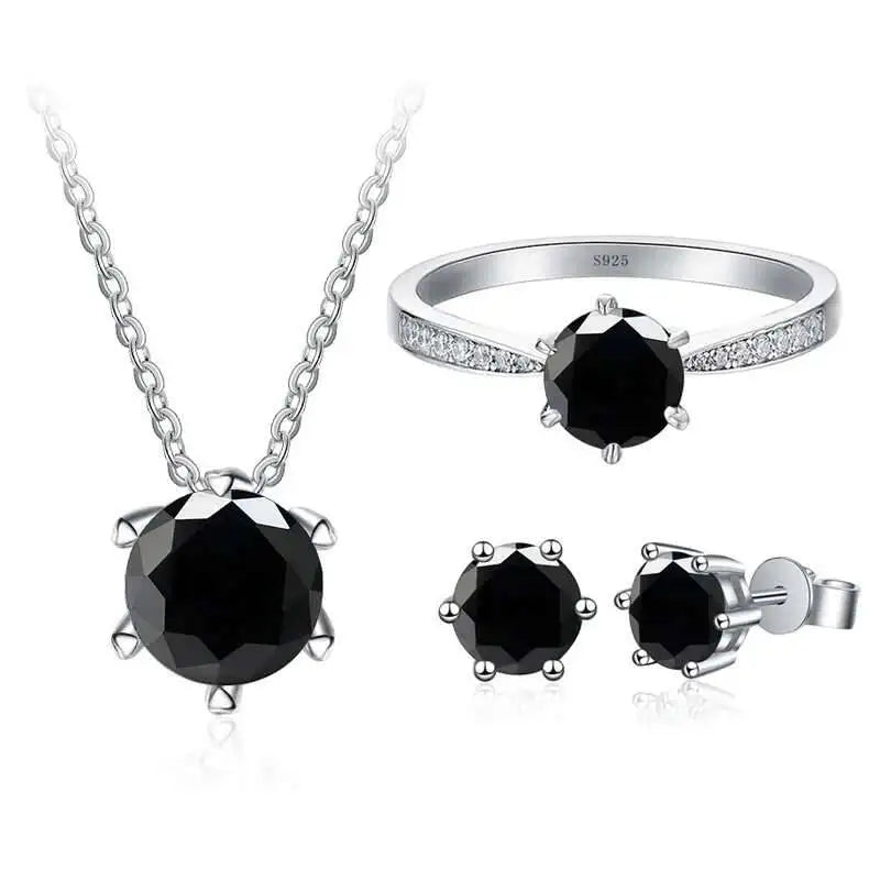 Colorful Moissanite Ring, Stud Earrings & Necklace Set