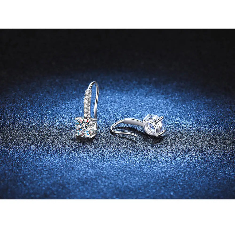 Colorful Moissanite Pavé Hook Earrings in Sterling Silver