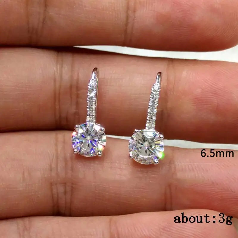 Colorful Moissanite Pavé Hook Earrings in Sterling Silver