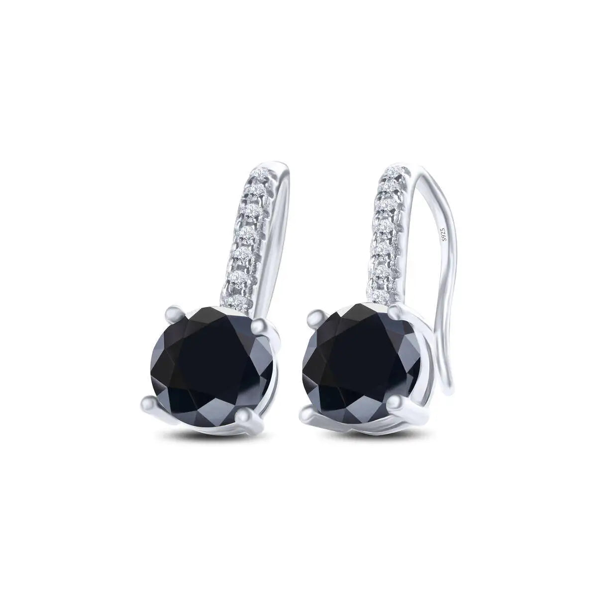Colorful Moissanite Pavé Hook Earrings in Sterling Silver