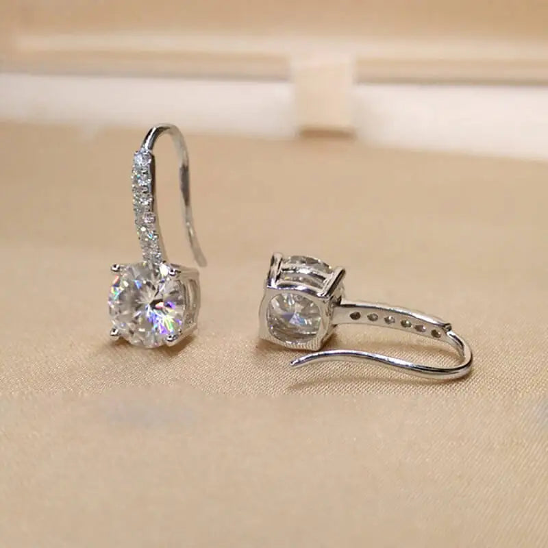 Colorful Moissanite Pavé Hook Earrings in Sterling Silver