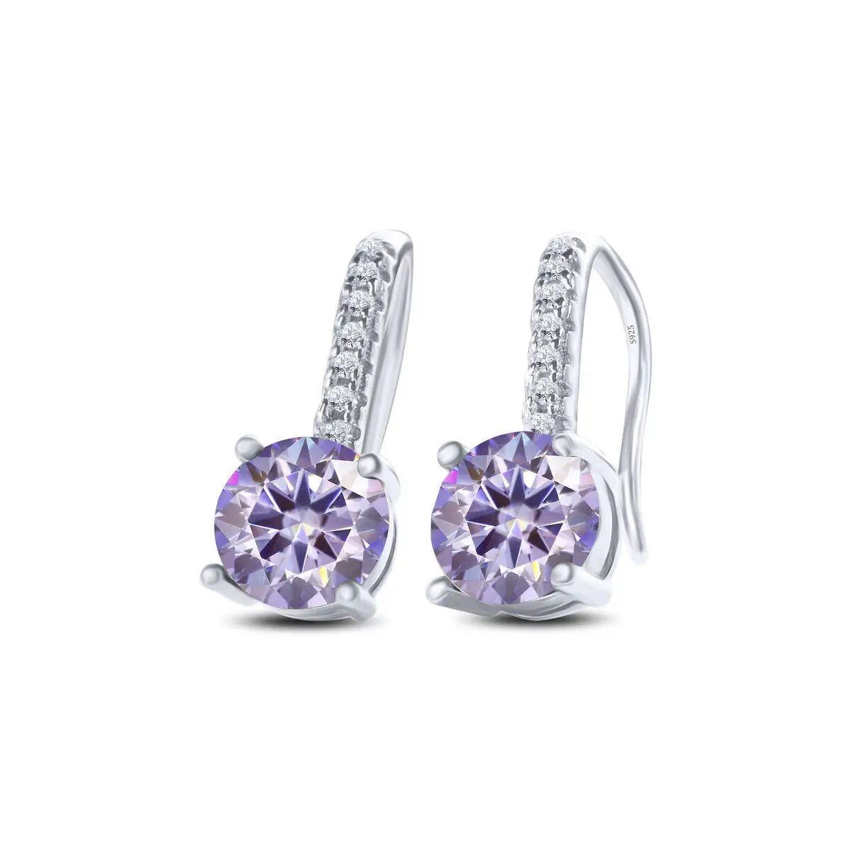 Colorful Moissanite Pavé Hook Earrings in Sterling Silver
