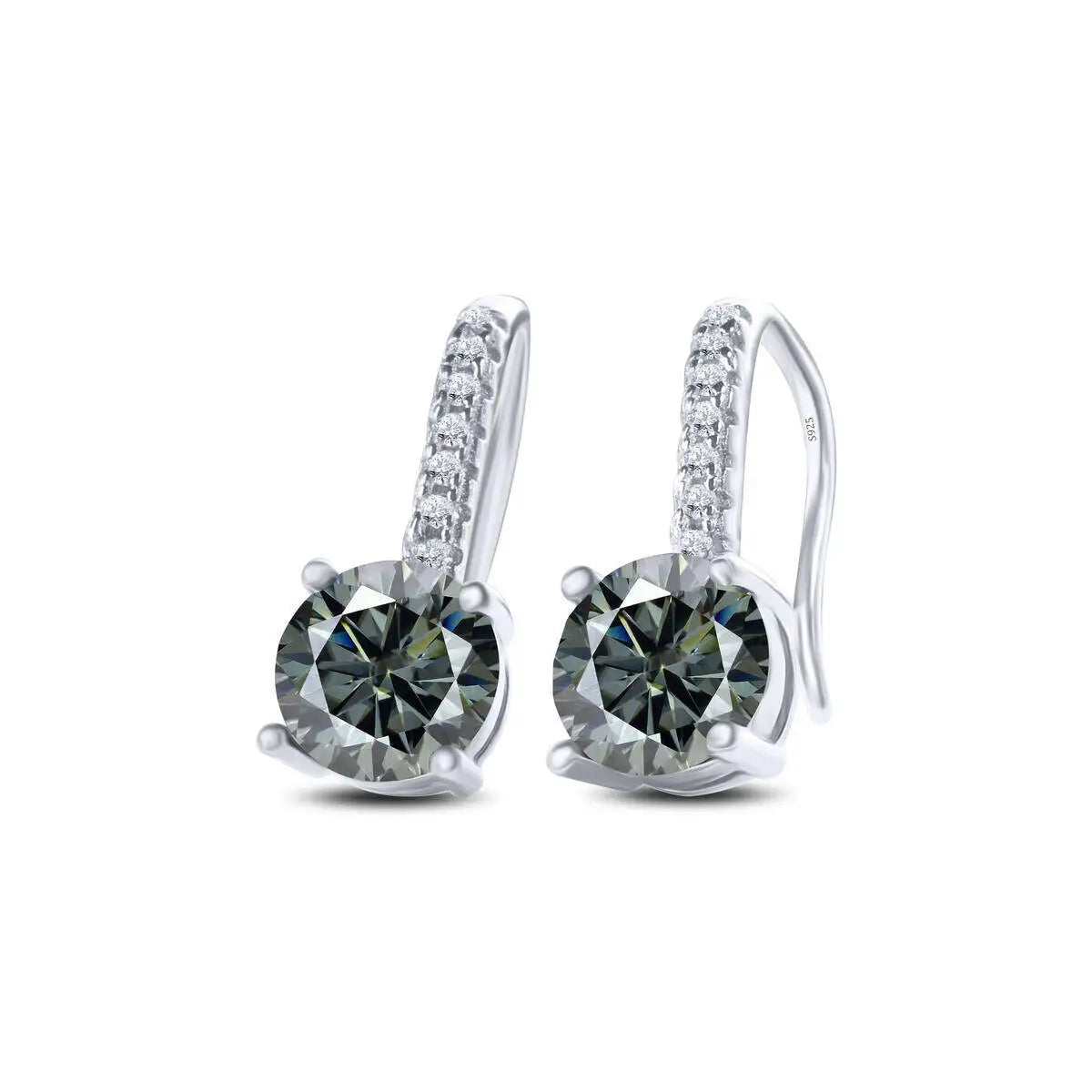 Colorful Moissanite Pavé Hook Earrings in Sterling Silver