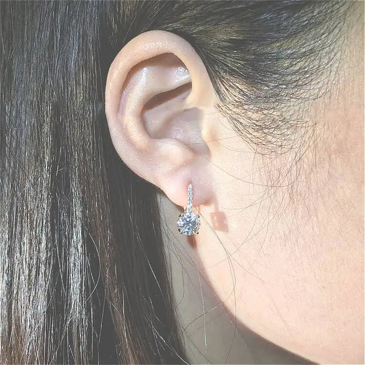 Colorful Moissanite Pavé Hook Earrings in Sterling Silver