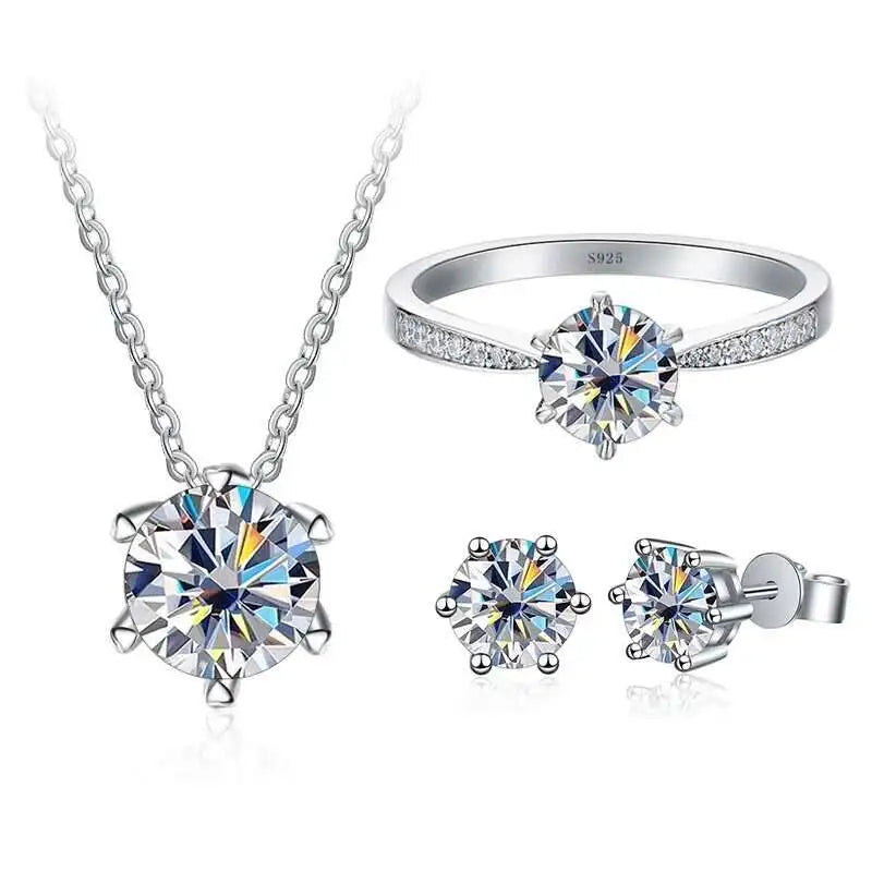 Colorful Moissanite Ring, Stud Earrings & Necklace Set