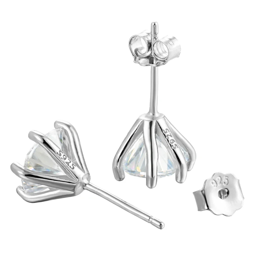Six-Prong Round Moissanite Solitaire Stud Earrings