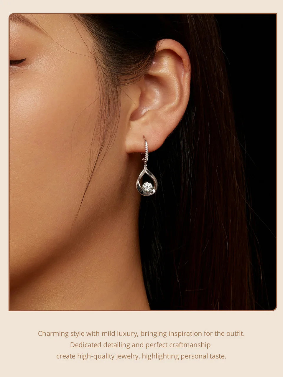 Moissanite Waterdrop Earrings or Necklace in Sterling Silver