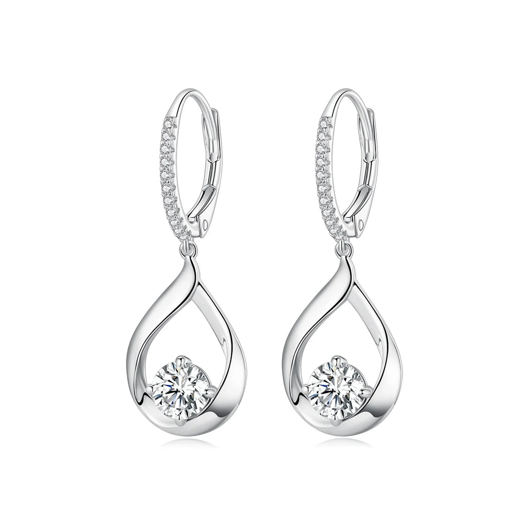 Moissanite Waterdrop Earrings or Necklace in Sterling Silver