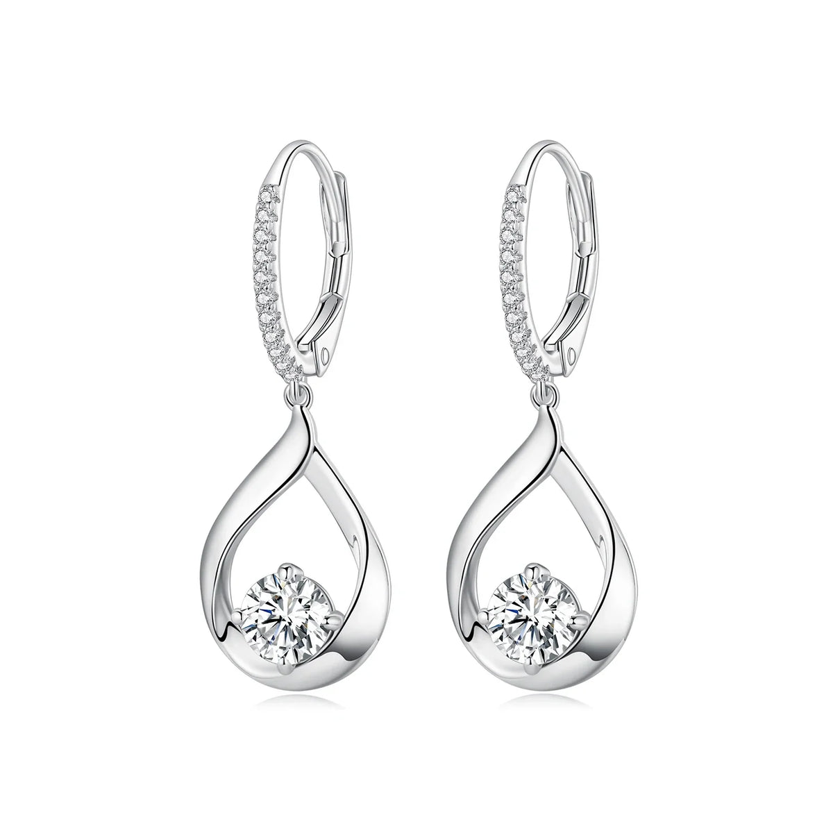 Moissanite Waterdrop Earrings or Necklace in Sterling Silver