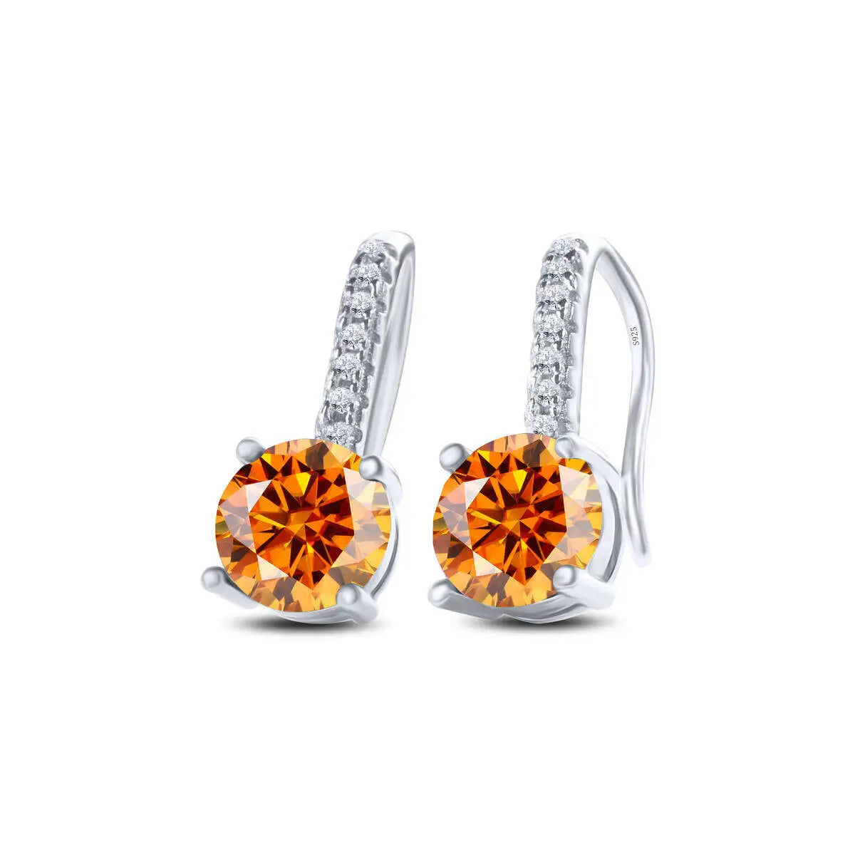 Colorful Moissanite Pavé Hook Earrings in Sterling Silver