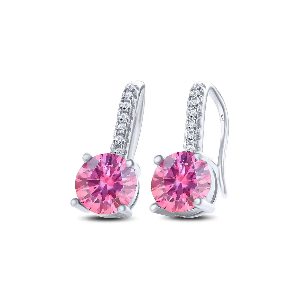 Colorful Moissanite Pavé Hook Earrings in Sterling Silver