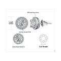 Round Moissanite Halo Stud Earrings in Sterling Silver