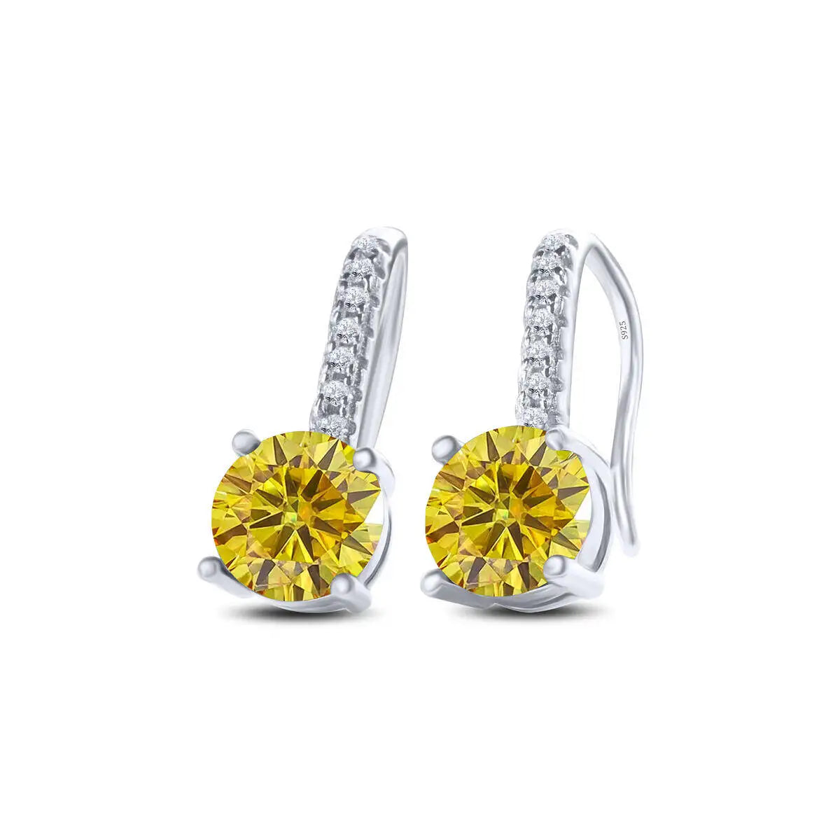 Colorful Moissanite Pavé Hook Earrings in Sterling Silver