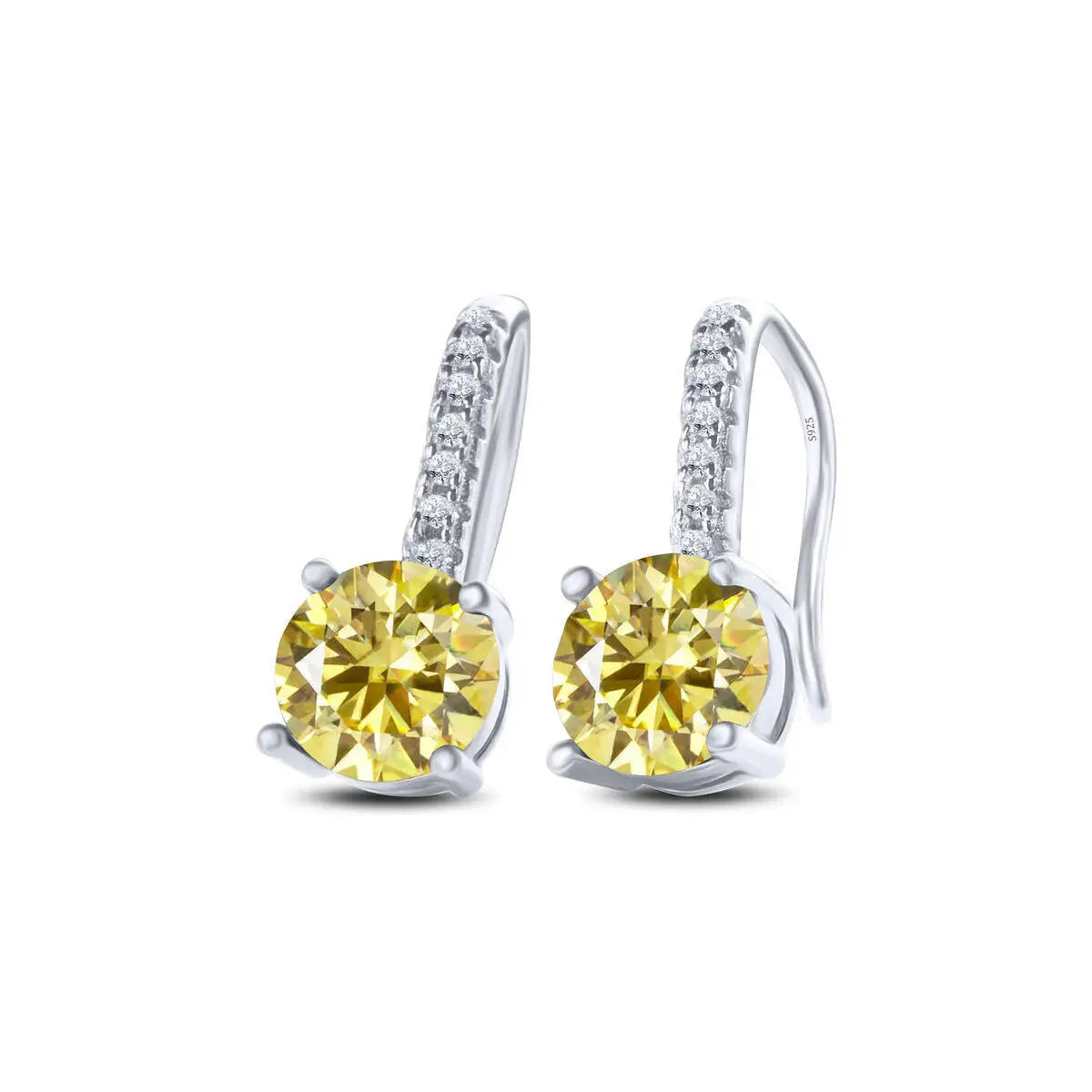 Colorful Moissanite Pavé Hook Earrings in Sterling Silver