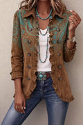 Floral Embroidered Ruffle Trim Double-Breasted Boho Cardigans