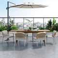 7-Piece Outdoor Dining Set with Expandable Acacia Wood Table and Rope Chairs - Gray, Teak
