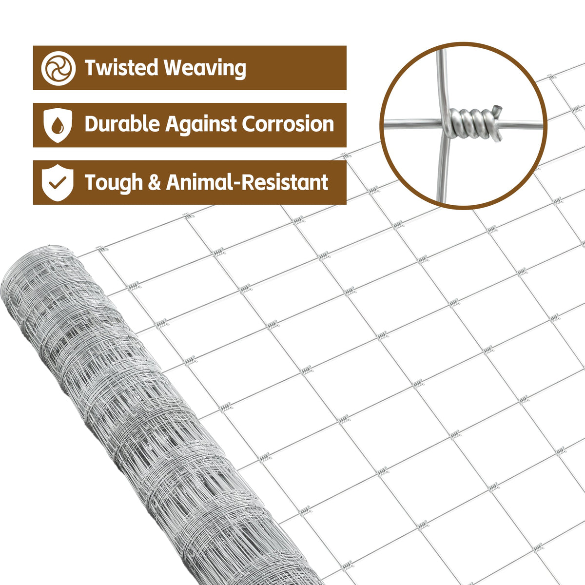 5x164 ft Advanced Weave Wire Fencing with Galvanized Finish - Silver
