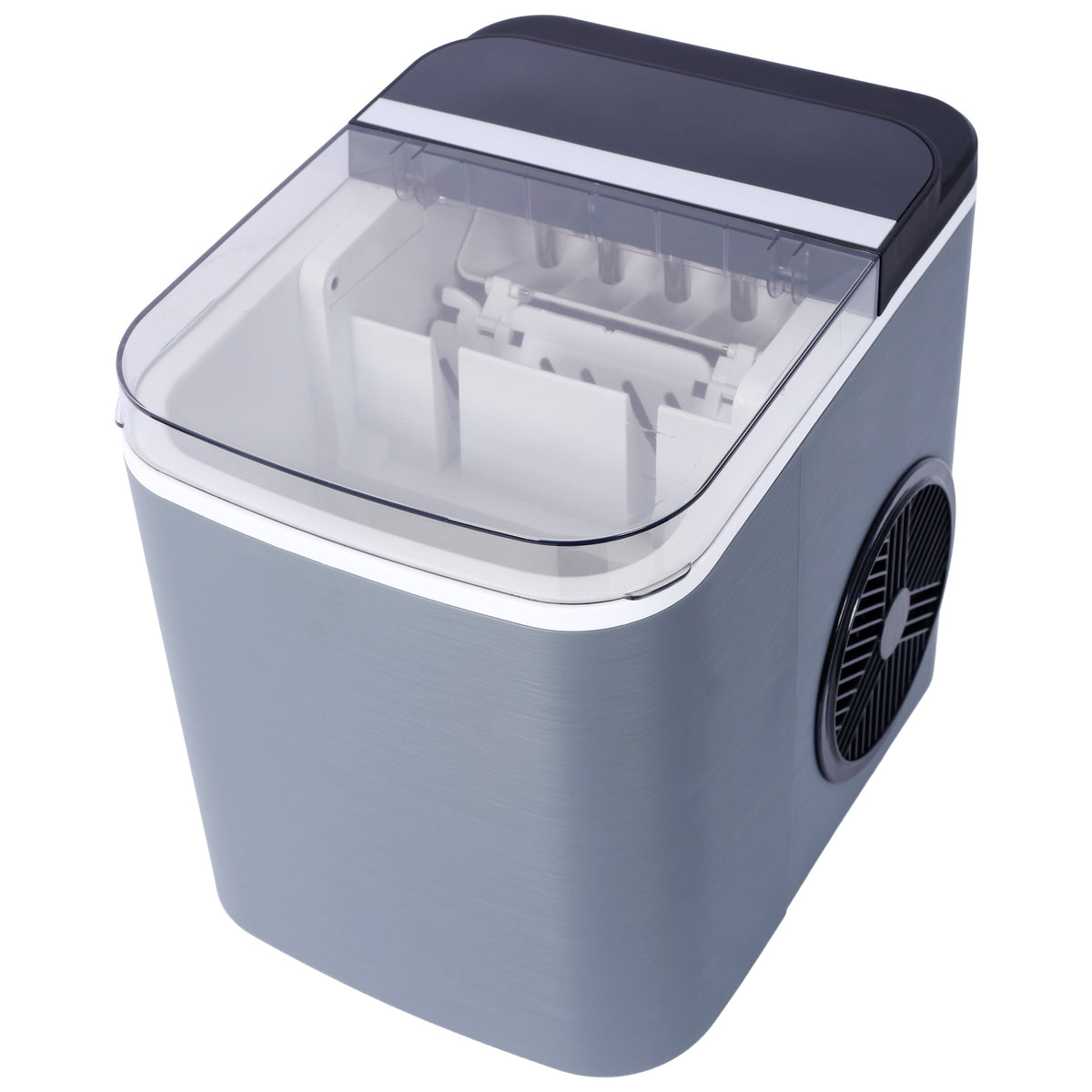 Portable Ice Maker with Self-Cleaning and Quick Ice Production - White