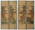 Chinese Calligraphy & Four Tigers Scroll – Hand-Painted Wall Hanging