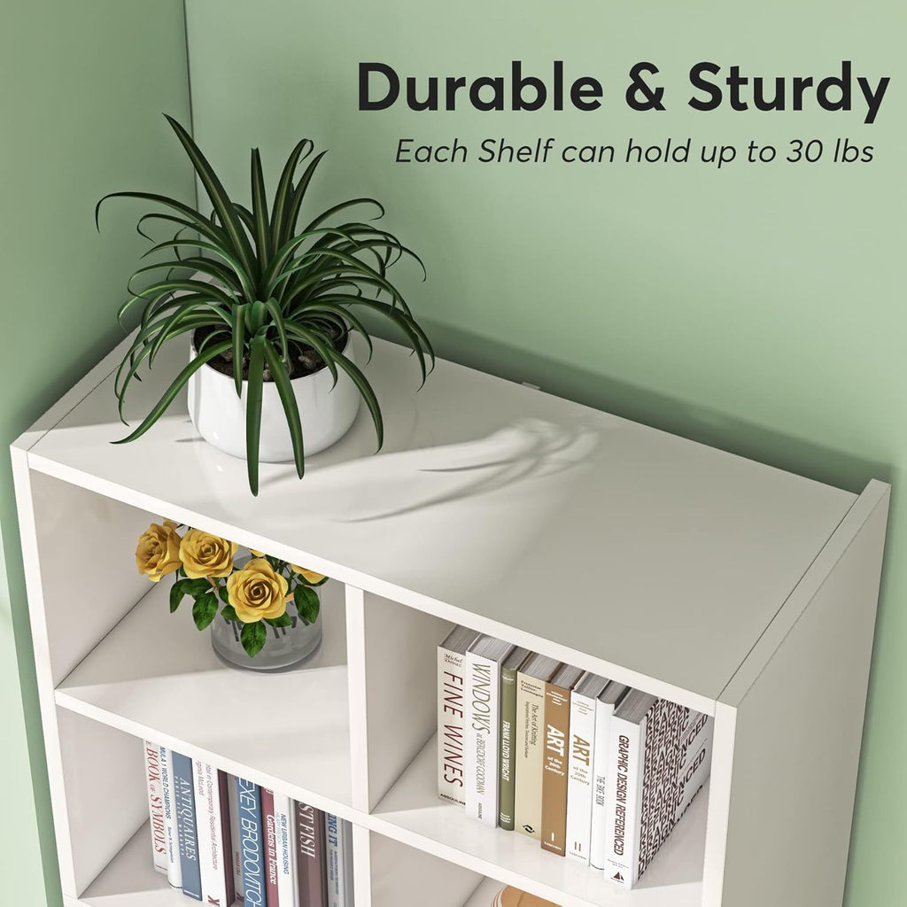 Narrow 12 Cube Bookcase with Closed Back - White