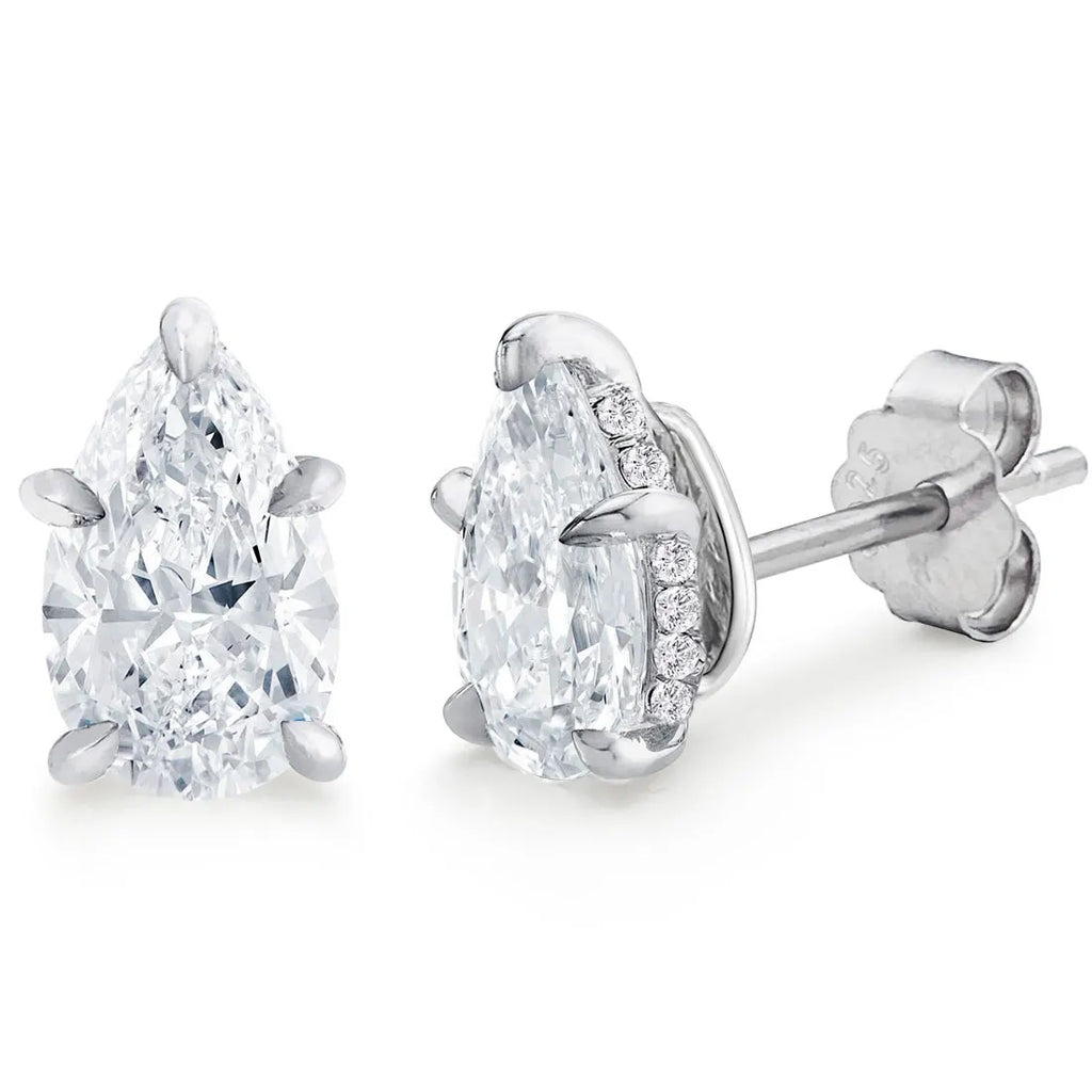 Pear Moissanite Stud Earrings in Sterling Silver