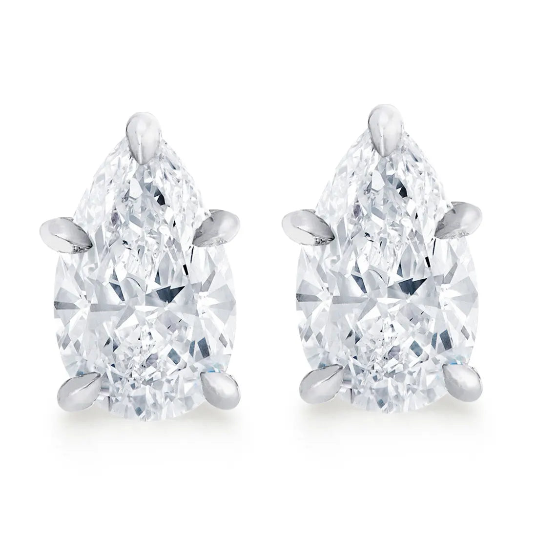 Pear Moissanite Stud Earrings in Sterling Silver