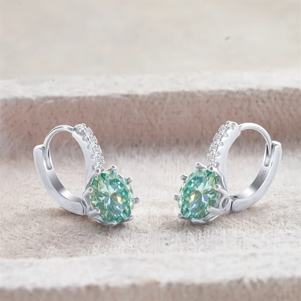 Colored Round Moissanite Leverback Earrings in Silver