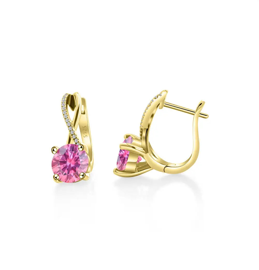 Moissanite Crossover Leverback Earrings, 2 ct Each, Gold-Tone Silver