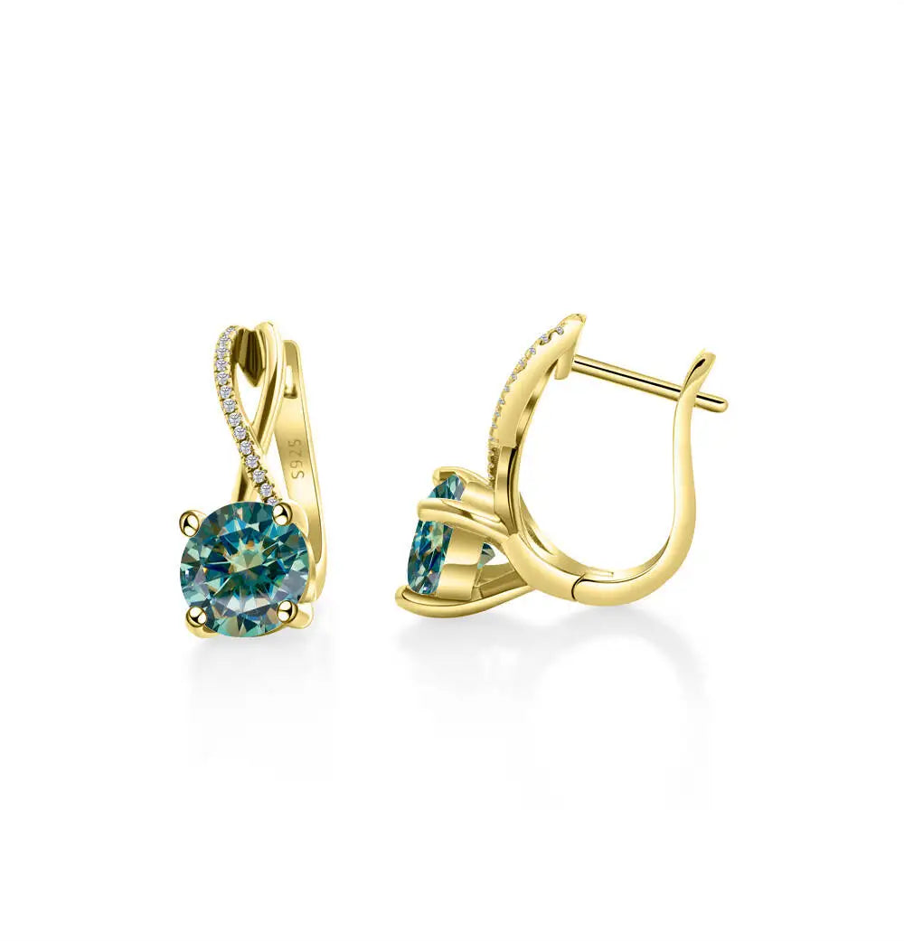Moissanite Crossover Leverback Earrings, 2 ct Each, Gold-Tone Silver