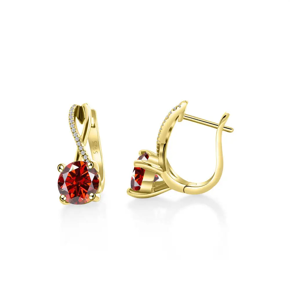 Moissanite Crossover Leverback Earrings, 2 ct Each, Gold-Tone Silver