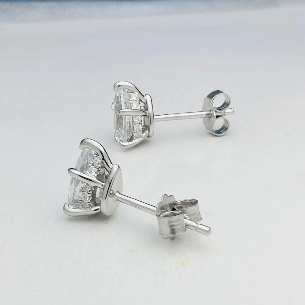 Pear Moissanite Stud Earrings in Sterling Silver