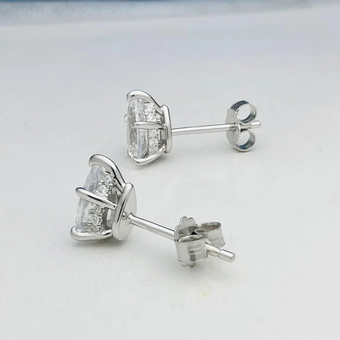 Pear Moissanite Stud Earrings in Sterling Silver