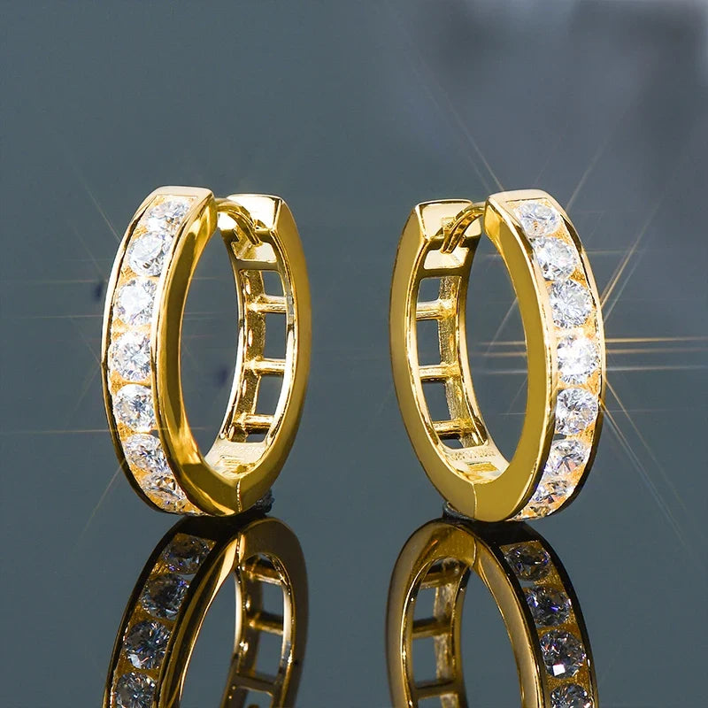 Moissanite Channel-Style Huggie Hoop Earrings in Silver