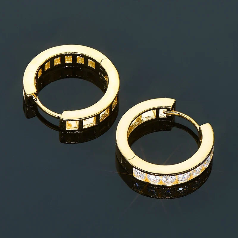 Moissanite Channel-Style Huggie Hoop Earrings in Silver