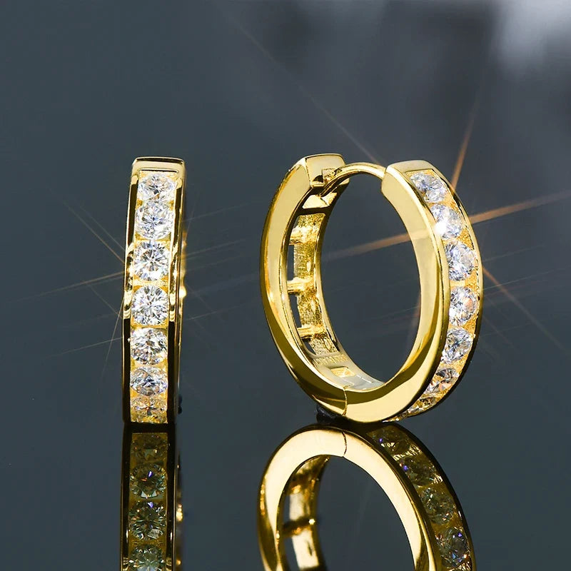 Moissanite Channel-Style Huggie Hoop Earrings in Silver