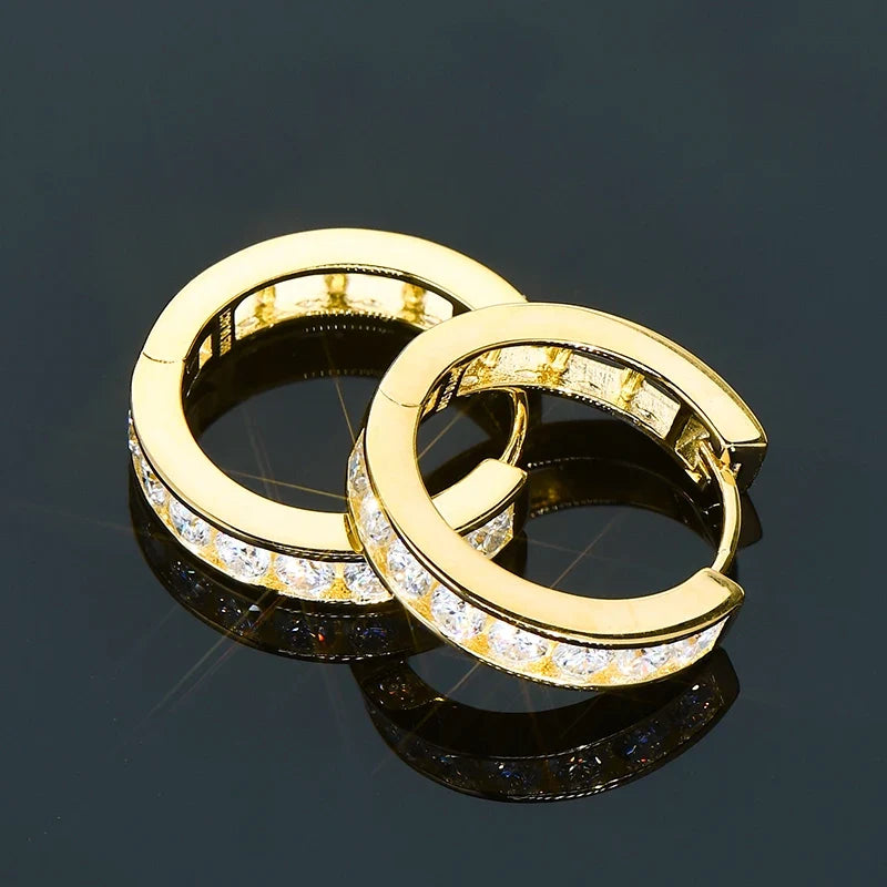 Moissanite Channel-Style Huggie Hoop Earrings in Silver