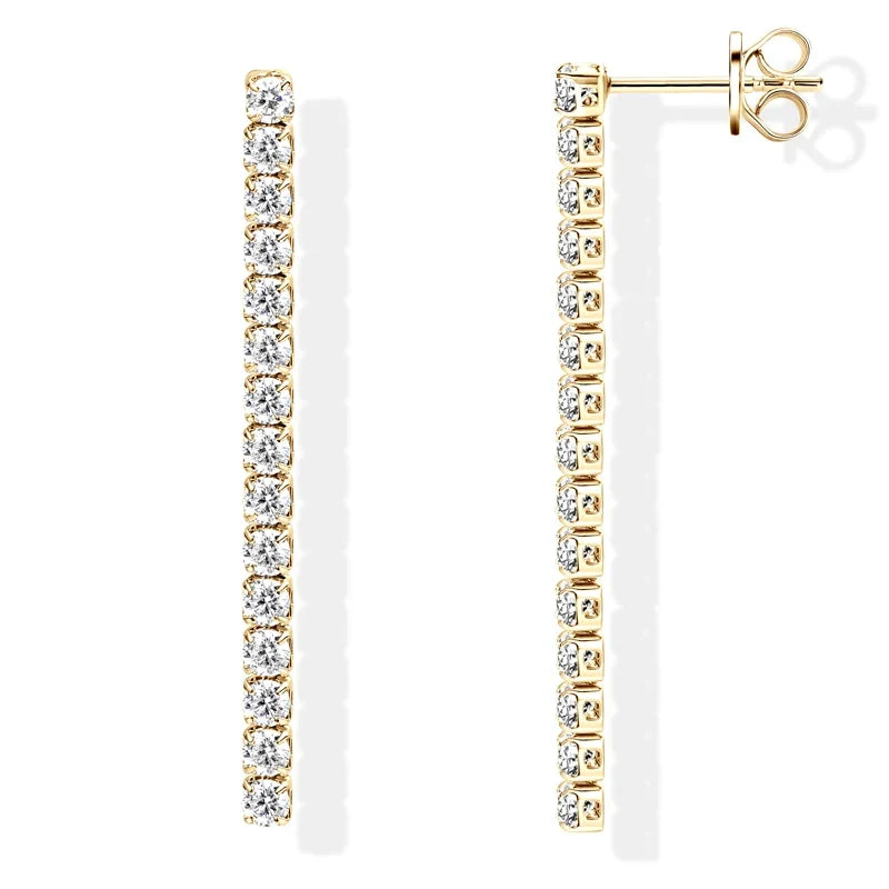 Moissanite Tennis Chain Drop Earrings in Sterling Silver