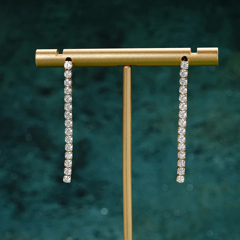 Moissanite Tennis Chain Drop Earrings in Sterling Silver