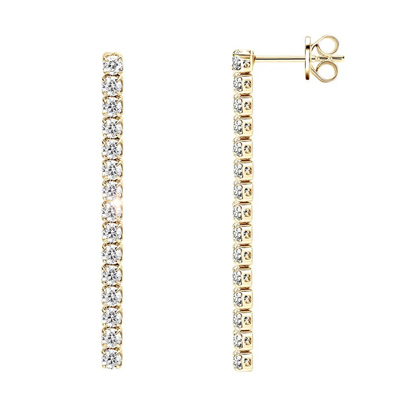 Moissanite Tennis Chain Drop Earrings in Sterling Silver