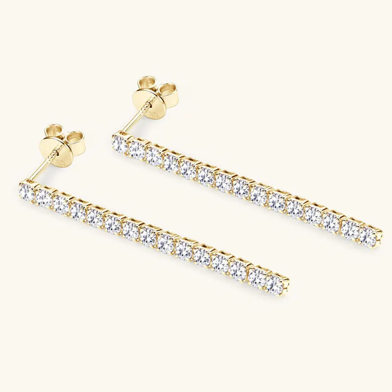 Moissanite Tennis Chain Drop Earrings in Sterling Silver
