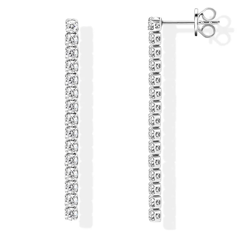Moissanite Tennis Chain Drop Earrings in Sterling Silver