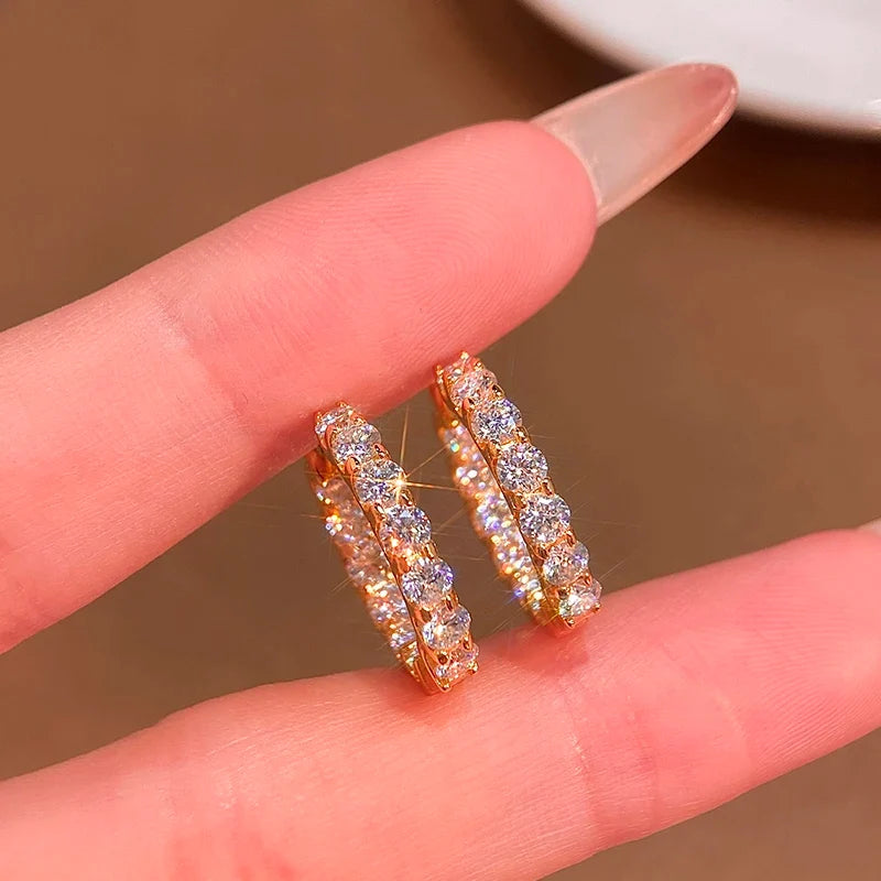 Moissanite Inside-Out Hoop Earrings in Gold-Tone or Silver
