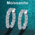 Round Moissanite Hoop Earrings in Sterling Silver