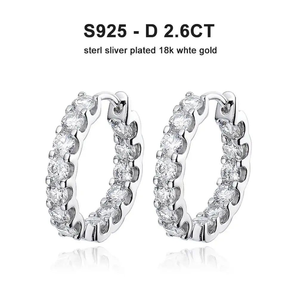 Round Moissanite Hoop Earrings in Sterling Silver