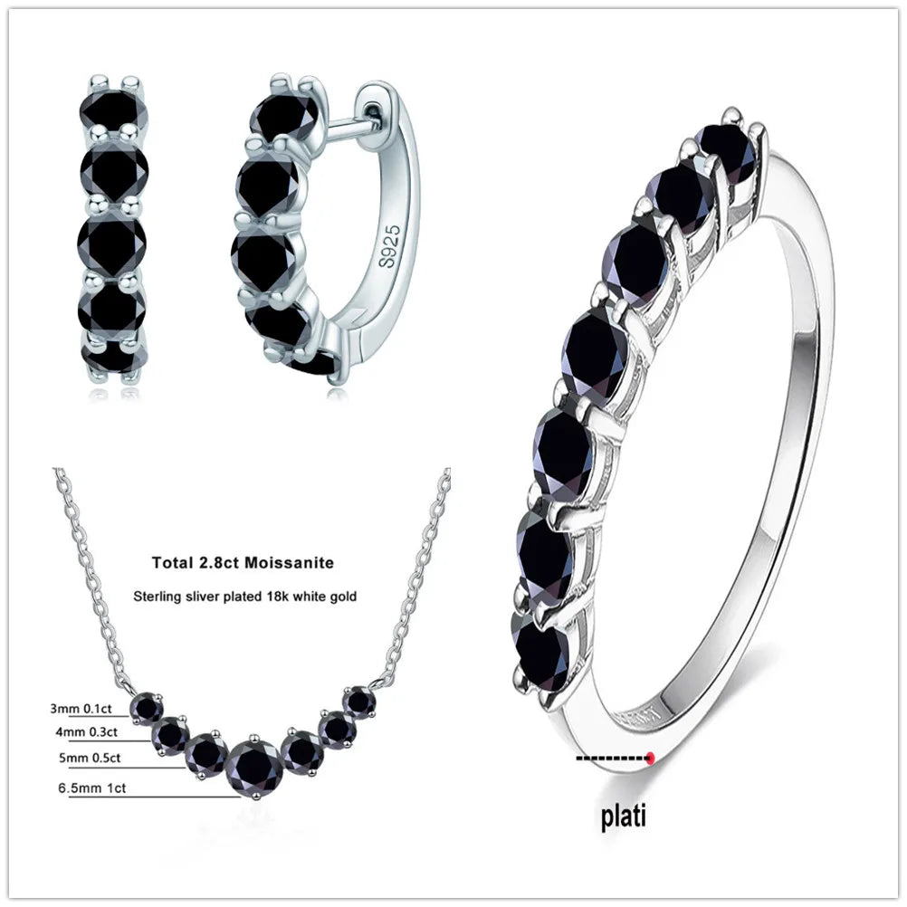 Moissanite Necklace, Hoop Earrings & Ring Jewelry Set
