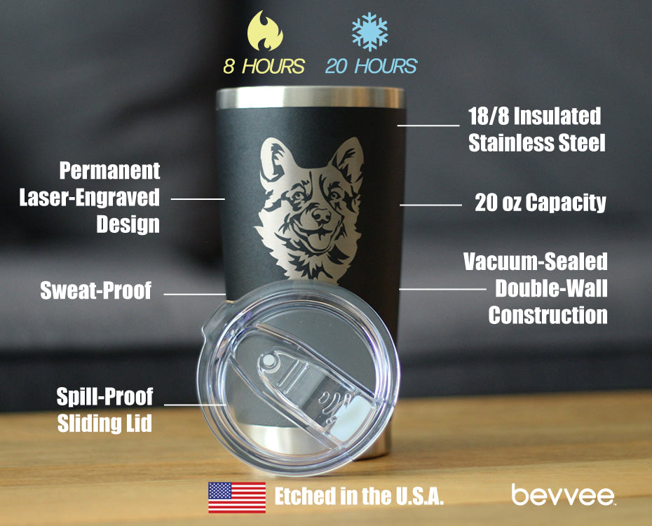 Welsh Corgi Face - 20 oz Coffee Tumbler
