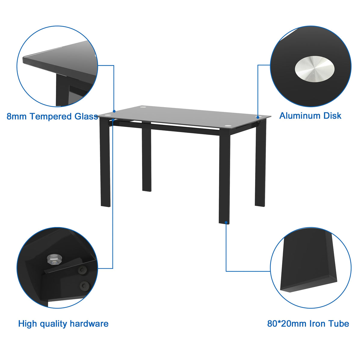 Modern Tempered Glass Dining Table