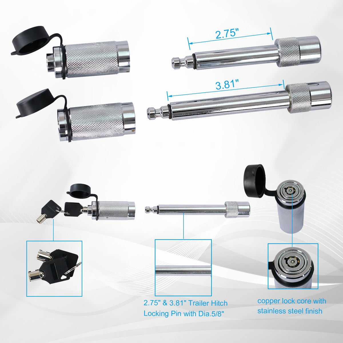 Alu Adjustable Trailer Drop Hitch for 2-Inch Receiver
