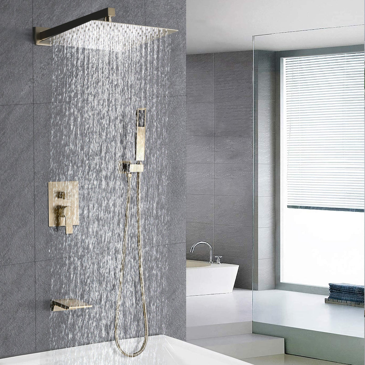 Luxury Rain Shower System with Handheld Mixer