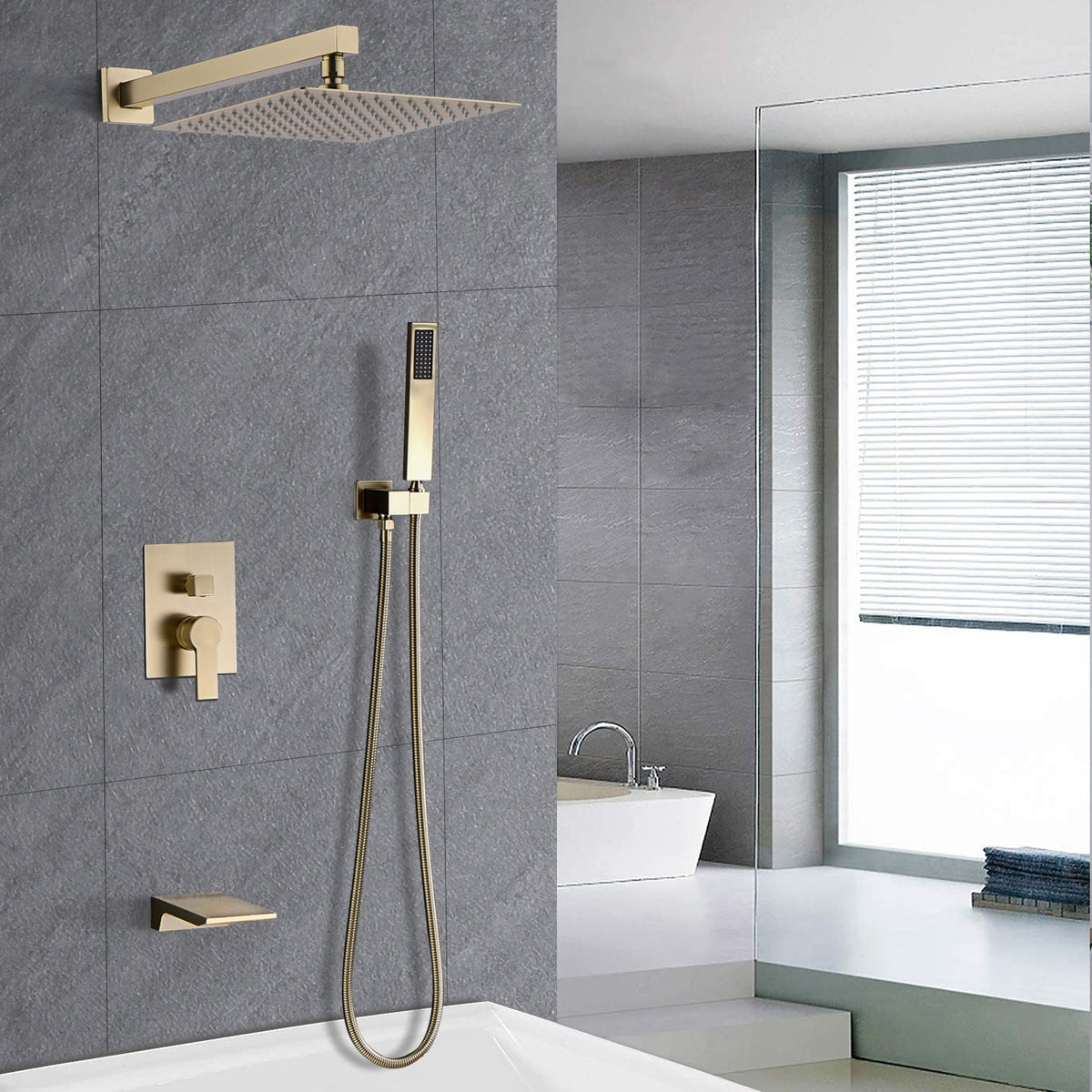 Luxury Rain Shower System with Handheld Mixer